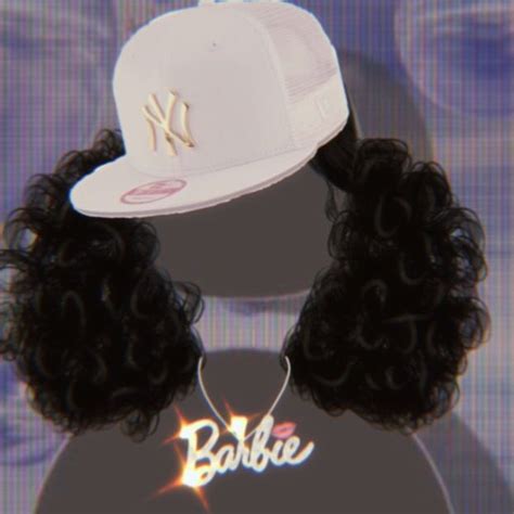 Free To Use Two Curly Low Puffs W White Ny Hat N Barbie Chain 🥡🥤