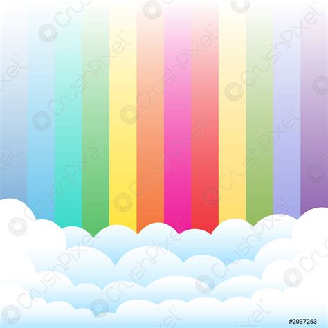 Cartoon Clouds On Rainbow Background Stock Vector Crushpixel