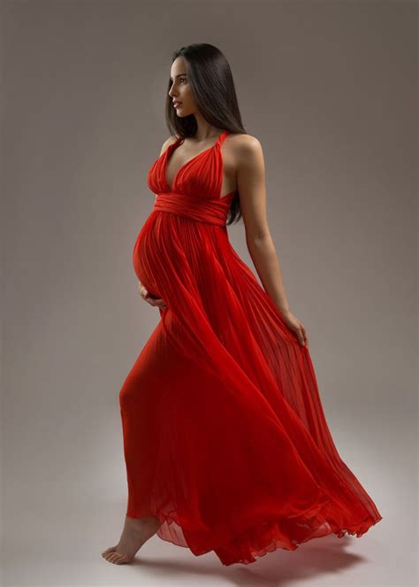 Pregnant Woman Red Dress Red Dress Women Maternity Photography Nyc