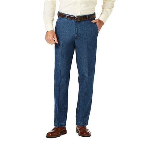 Mens Haggar® Classic Fit Stretch Expandable Waist Flat Front Jeans