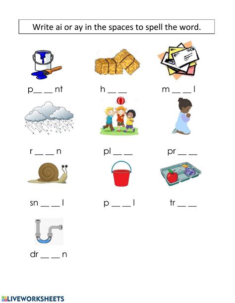 Differentiating Between Ai And Ay Words Online Worksheet For Grade 1