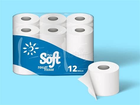 Vector Realistic Toilet Paper Roll Package Mockup Stock Illustrations