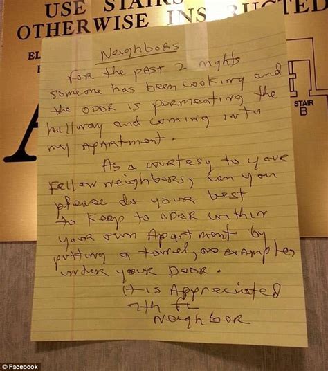 Neighbour Pens Notes To Her Residents Demanding Them To Stop The Odour