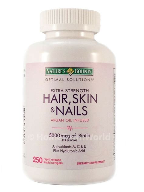 Out of all skin vitamins, vitamin e is the best vitamin for your skin's defence! Hair Skin and Nails Nature's Bounty Vitamin 5000 mcg of ...