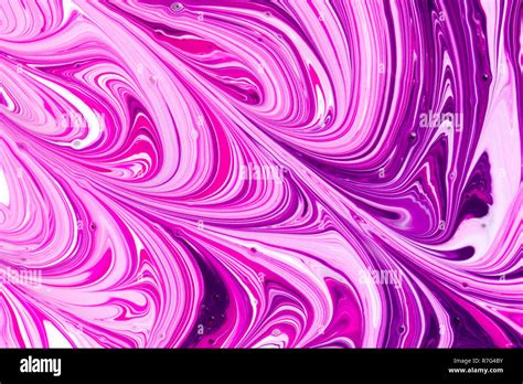Abstract Pink White And Purple Liquid Paint Swirl Background Stock