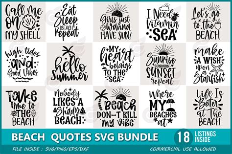 Beach Quotes Svg Bundle Illustrations ~ Creative Market