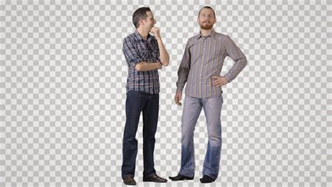 Two Young Men In Casual Standing And Talking Back View Footage With