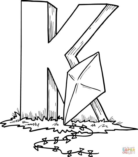 Includes images of baby animals, flowers, rain showers, and more. Letter K is for Kite coloring page | Free Printable Coloring Pages