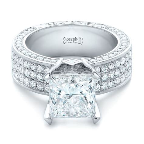 Custom Princess Cut Diamond And Pave Engagement Ring