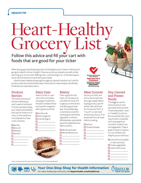 Printable Heart Healthy Grocery List Follow This Advice Heart Healthy