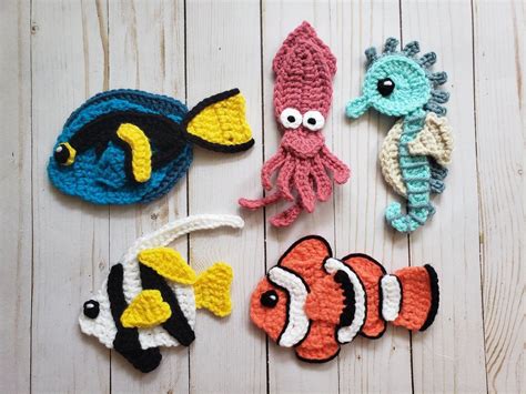 Under The Sea Vol 2 Applique Pack Crochet Pattern Only Sea Etsy