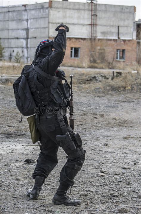 Russian Special Forces Training At A Military Training Ground Stock