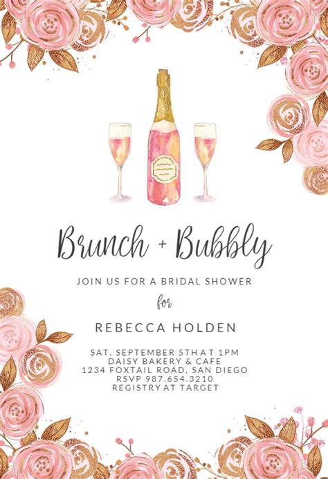 Brunch Bubbly Brunch And Lunch Invitation Template Greetings Island