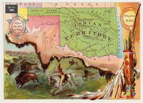 Oklahoma Territory Map 1890 Etsy