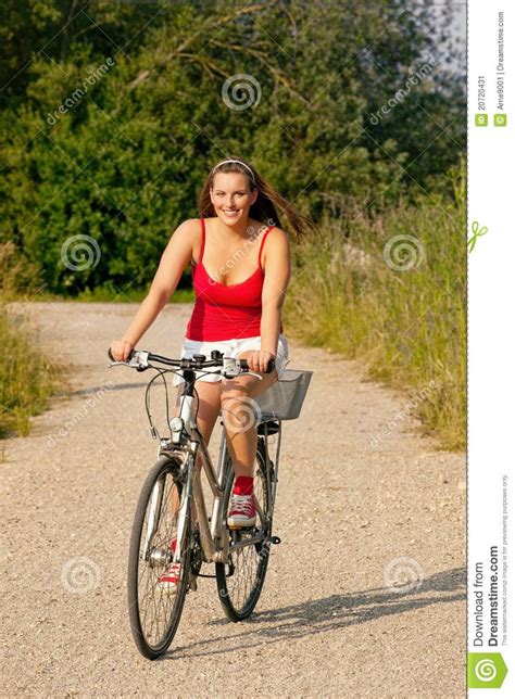 Woman Riding Her Bicycle In Summer Bicycle Girl Bicycle Women