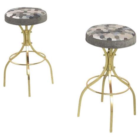 Set Of 4 Mid Century Rattan Swivel Bar Stools In Style Of Danny At