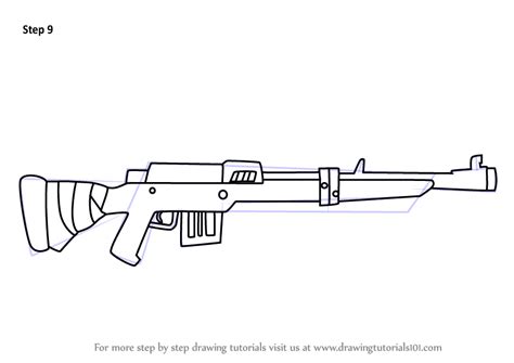 How To Draw Hunting Rifle From Fortnite Printable Step By Step Drawing