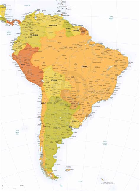 Vector Map Of South America High Detail One Stop Map
