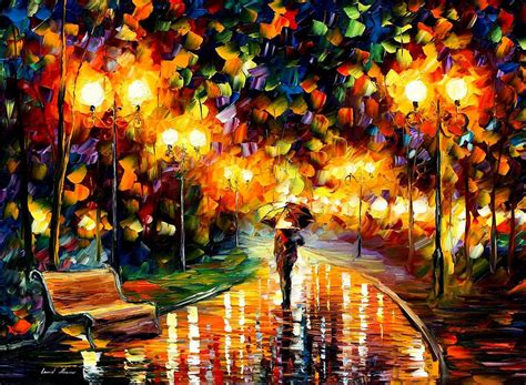 Touch Of The Rain Palette Knife Oil Painting On Canvas By Leonid
