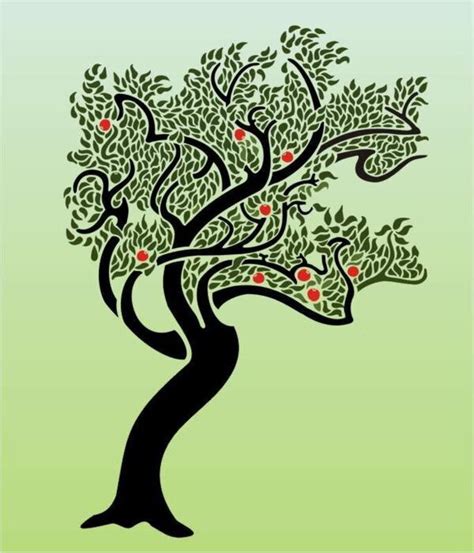 Art Nouveau Orange Tree Trees And Topiary Stencil Design From Stencil