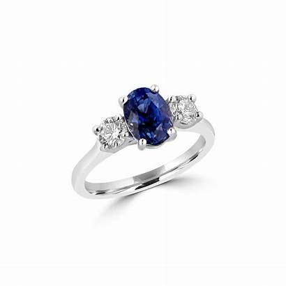 Sapphire Ring Platinum Diamond Stone Three Rings