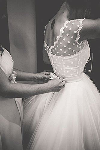 women vintage 1950s tea length little polka dots tulle wedding dress bridal ball gown