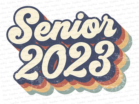 Retro Senior 2023 Png Vintage Design 2022 Sublimation T Shirt Etsyde