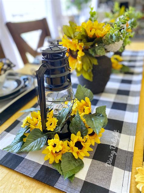 Dining Delight Sunflowers And Buffalo Check Tablescape