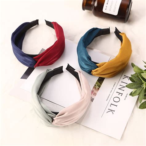 2018 New Design Wide Hairbands Women Simple Fabric Cross Knot Hair
