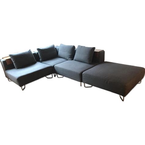 CB2 Lotus 4-Piece Grey Sectional Sofa - AptDeco