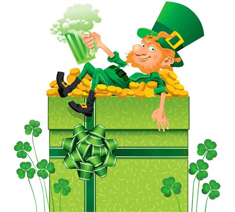 St Patricks Day Decor With Shamrocks And Leprechaun Png Clipart