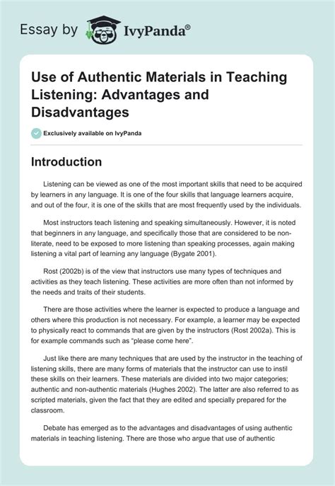Use Of Authentic Materials In Teaching Listening Advantages And