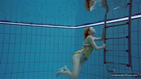 Sexiest Brunette Milana Voda Swimming In Pool Starring Milana