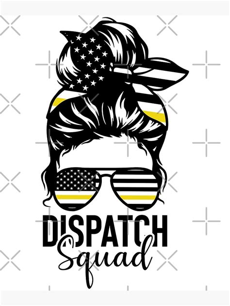 911 Dispatcher Week Dispatch Squad American Flag Messy Bun Poster For