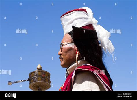 Leh Jammu And Kashmir India Sep 01 2012 The Ladakhi Man With Hand