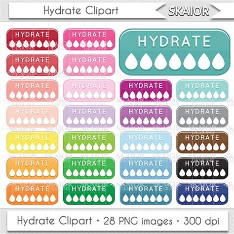 Hydrate Clipart Hydrate Clip Art Rainbow Hydration Life Etsy