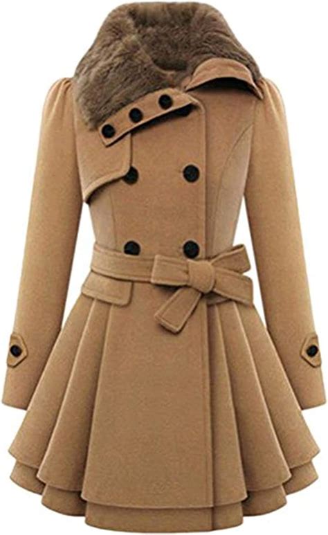 Hx Fashion Mantel Damen Elegante Vintage Verdicken Warme Trenchcoat