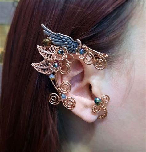 Wings Ear Cuffs Elf Ears Cuff Rose Gold Fairy Ears Elven Ears Etsy Uk