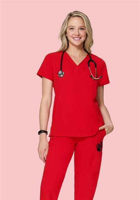 Womens Candy Red Scrubs Mandala Scrubs