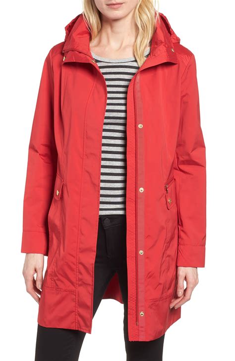 Cole Haan Back Bow Packable Hooded Raincoat Red Lyst