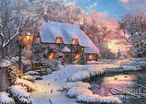 Winter Cottage Digital Art By Mgl Meiklejohn Graphics Licensing Fine