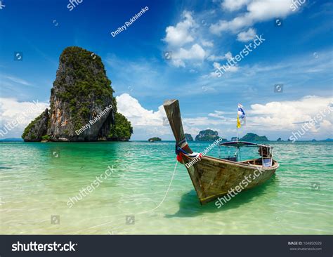 Long Tail Boat On Tropical Beach Stock Photo 104850929 Shutterstock