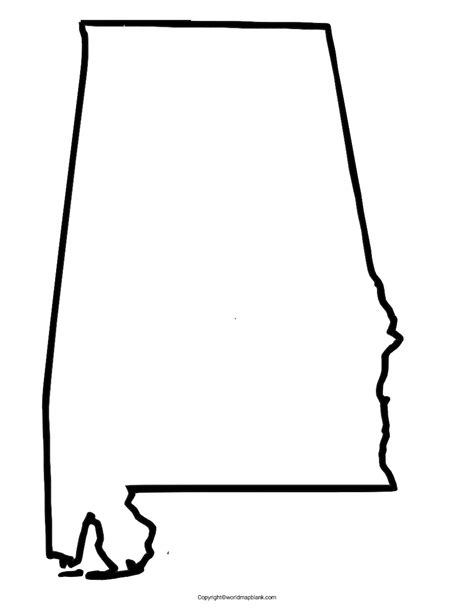 Printable Blank Map Of Alabama Outline Transparent Png Map