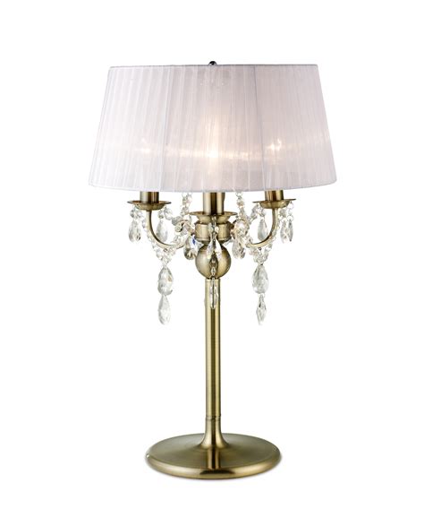 Olivia Table Lamp With White Shade Antique Brasscrystal Nottingham