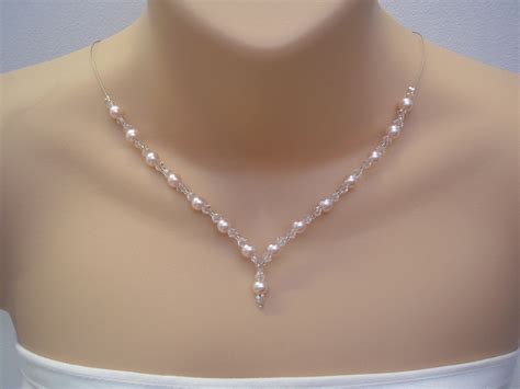 Pearl Necklace For Women Pearl Crystal Drop Dainty Bridal Etsy Delicate Pearl Jewelry