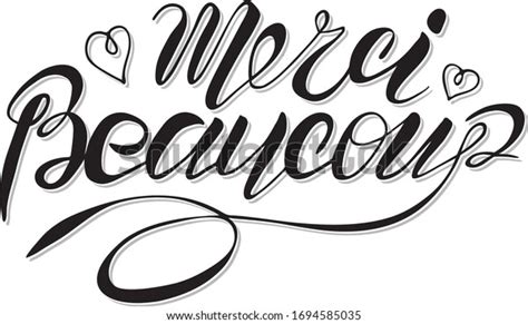 Merci Beaucoup Ink Hand Lettering Modern Stok Vektör Telifsiz 1694585035