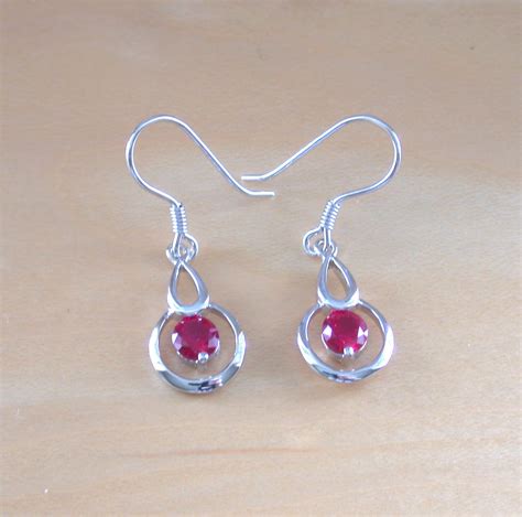 Ruby Lab Created Gemstone Earrings Ruby Stud Earrings Ruby Jewelry Ruby Jewellery