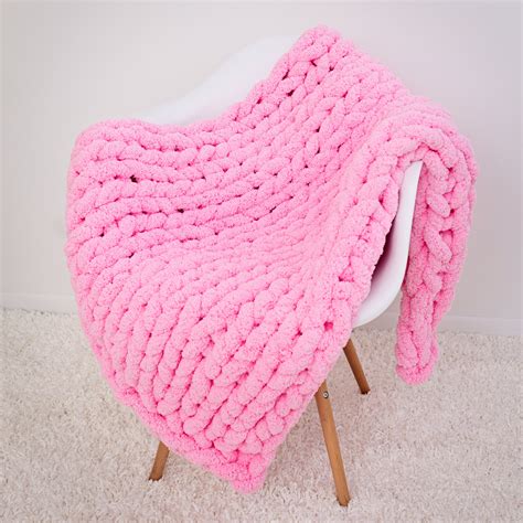 Chunky Knit Blanket Jumbo Chenille Yarn Chenille Yarn Etsy