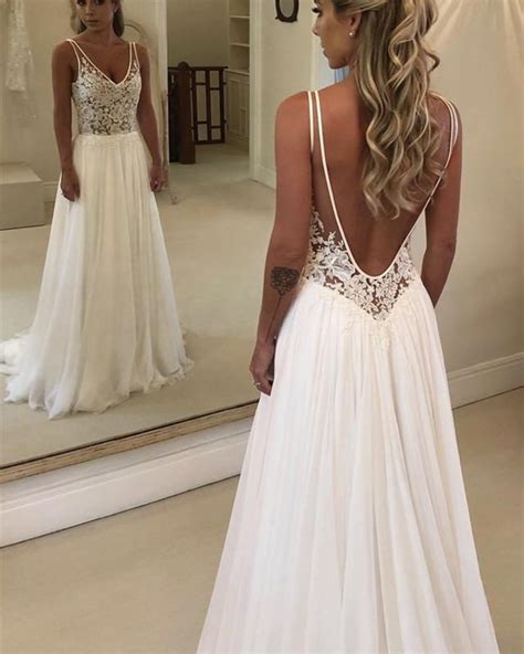 Buy one shoulder wedding dresses and get the best deals at the lowest prices on ebay! Beach Wedding Dresses 2019 Lace Open Back Chiffon Bridal ...