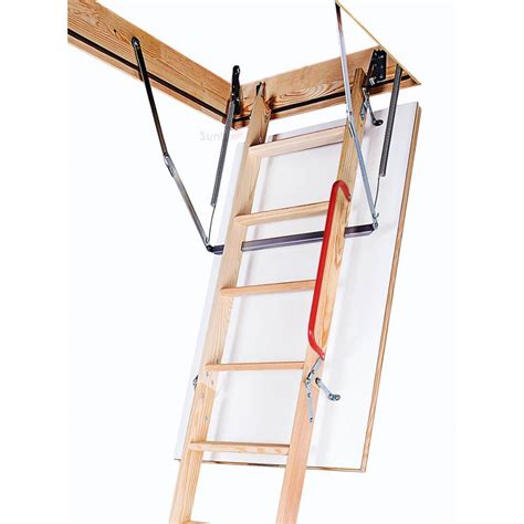 Great Quality At Low Prices H Up To 280cm 58cm X 92cm 4 Section Wooden Loft Ladder And Hatch Attic